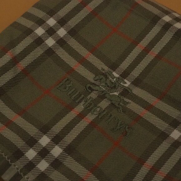 Rare Burberry Handkerchief Cotton Nova Check Women Green Elegant - Picture 4 of 4